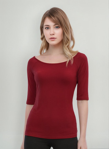 Blusa Mujer Camiseta Básica Tops Ajustado De Mangas Al Codo