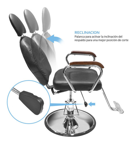 Imagen 4 de 8 de Sillon Barbero Peluqueria Silla Barberia Estetica Rudo