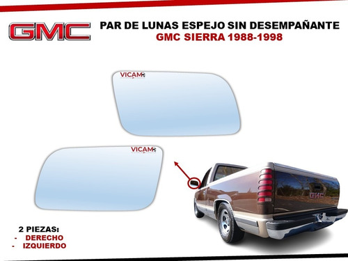 Par De Lunas Espejo Gmc Sierra 1988-1998 Sin Desempañante