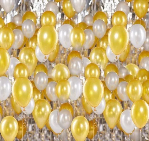 50 Globos Perlados Dorados 10 PuLG Casamiento Fiesta Deco
