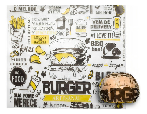 Empaque de papel para hornear hamburguesas frías, 38 x 40, 500 fl