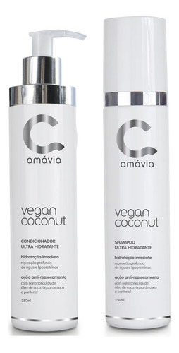 Kit Vegan Coconut Amavia Shampoo Condicionador Hidratação