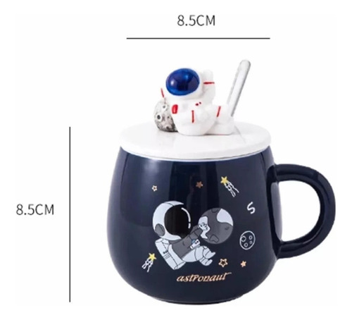 Taza Astronauta Espacio Diseño Kawaii Con Cuchara