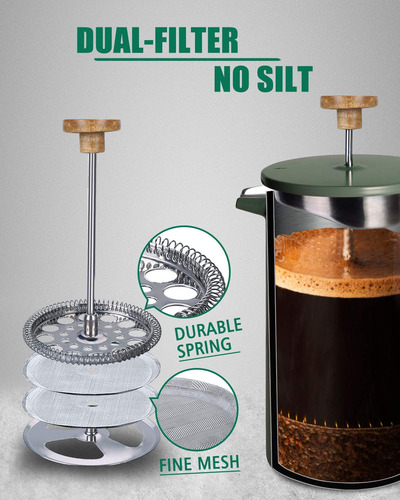 Cafetera Poliviar French Press 1l Acero Inoxidable Verde