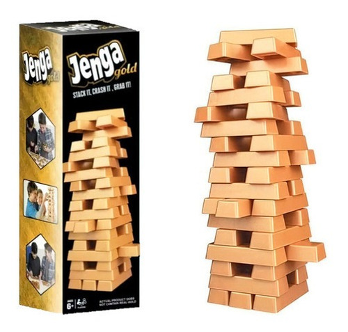 Jenga Gold Tipo Torre Grande Dorada Bloques 54pc Juego Mesa