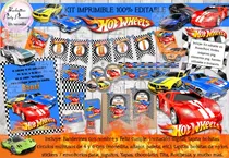 Comprar Kit Imprimible Candy Bar Hot Wheels 100% Editable