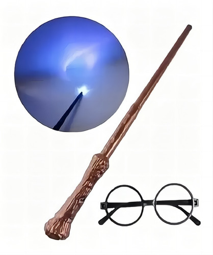 Varita Harry Potter Con Luz Incluye Unos Lentes Para Disfraz