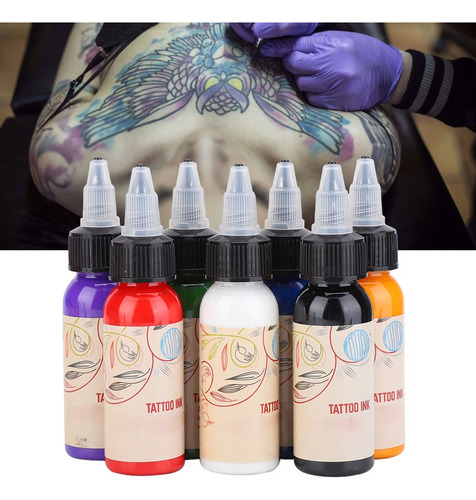 Kit Tintas Profesional Para Tatuar Tatuajes 29.6mlx7 Colores