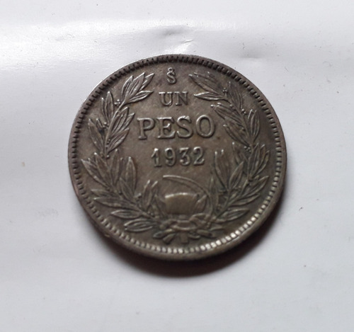 Chile 1 Peso Año 1932 Moneda De Plata 0.4000 Km#174