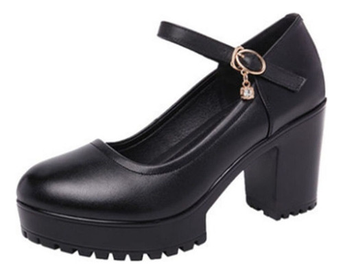 Zapatillas Clase De Dama Y Tacón Grueso Y Cómodo