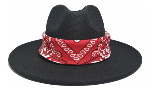 Sombrero Fieltro Paño Negro Con Bandana