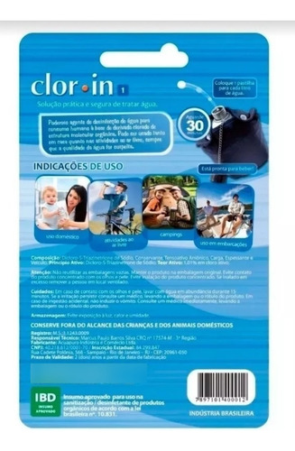 10 Pastilha Purificadora Clorin 10 Litros Água Potável