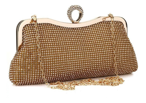 Bolsa Casual Dama Noche Cristales * Súper Linda Y Fashion * Color Dorado