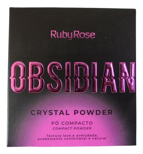 Pó Compacto Ruby Rose Obsidian Crystal Powder Com 10 9,6g