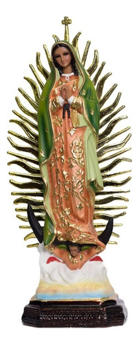 Virgen De Guadalupe 30 Cm Escultura Color Verde