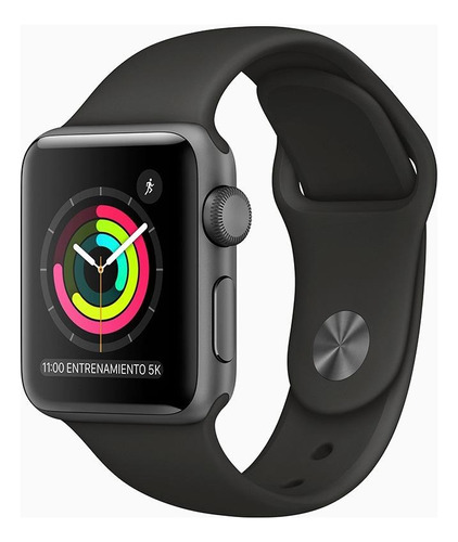 Apple Watch  Series 3 (GPS) - Caja de aluminio gris espacial de 38 mm - Correa deportiva negro