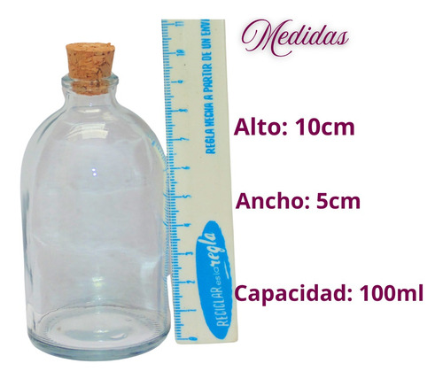 Botellita De Vidrio Vial 100cc 24unidades Con Corcho