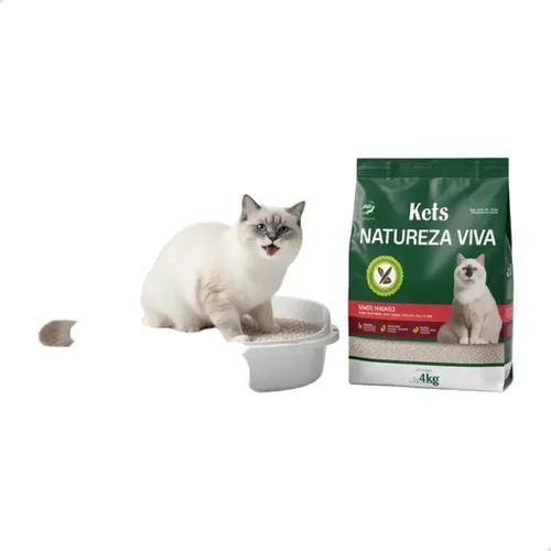 Areia Higiênica P/ Gato Natureza Viva Kets Grãos Médios 4kg - R$ 47,66