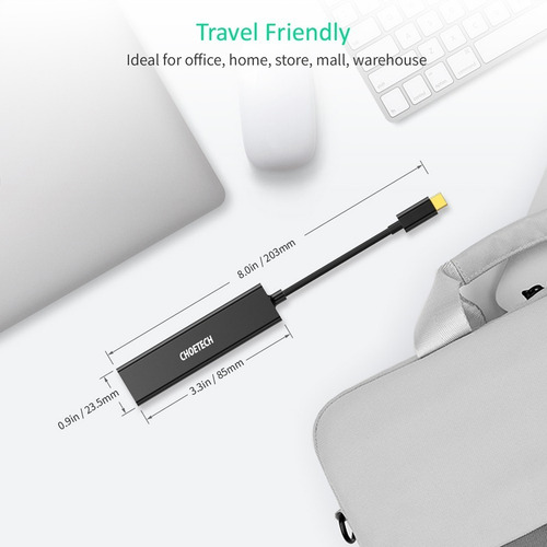 Hub Usb-c Con 3 Puertos Usb Y Un Adaptador Para Ethernet