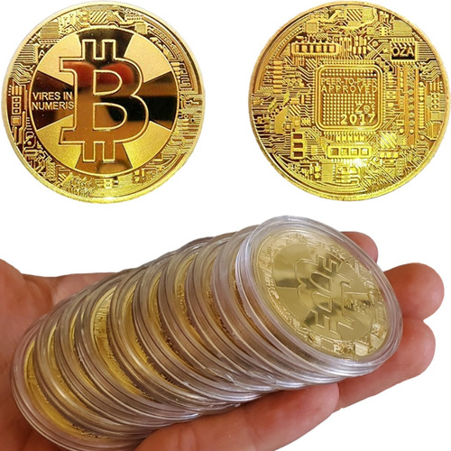 10 Monedas Bitcoin Btc Onza 40mm Criptomoneda Con Capsula!