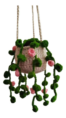 Cute Potted Plants Crochet Car Mirror Accesorios Colgantes