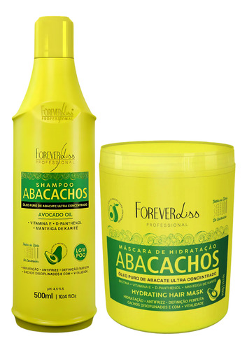 Kit Forever Liss Abacachos Shampoo + Máscara Low Poo 950g