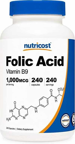 Nutricost Acido Folico Vitamin B9 1000mcg Folic Acid