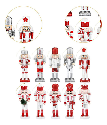 10 Piezas De Adornos Navideños De Cascanueces, Figuritas De