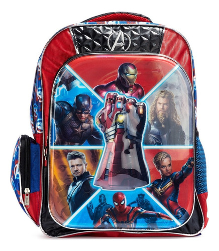 Mochila Escolar Primaria Avengers Vengadores Ruz Niño Full Color Azul Diseño De La Tela 160607