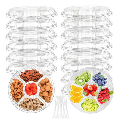 A00h00 15pcs Bandejas Redondas con Tapa Lisa Plástico Domo Botanero