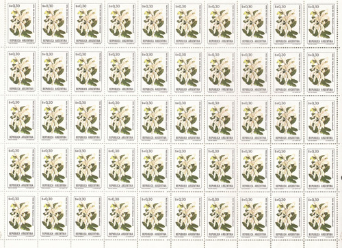 Plancha Completa Mint Serie Flores Numero 3 Estampillas