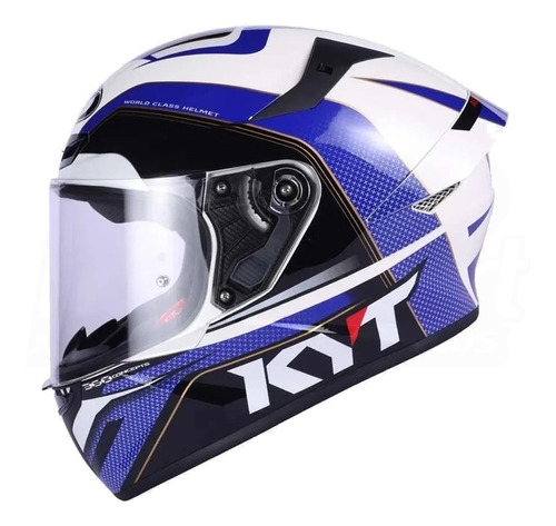 Capacete Fechado Kyt Tt Course Grand Prix Azul Vermelho