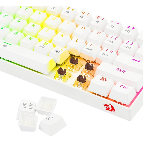 Teclado gamer Redragon Dragonborn K630 QWERTY Redragon Brown inglés US color blanco con luz RGB