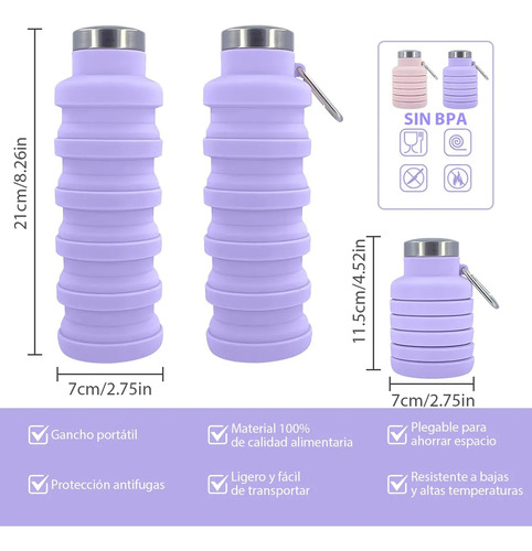 Botella De Agua Deportiva Plegable De Silicona Portátil
