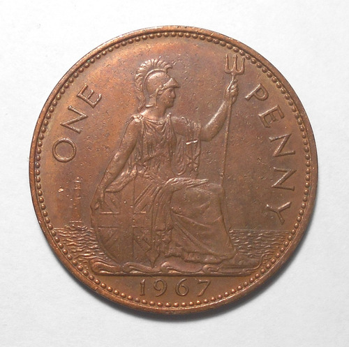 Gran Bretaña One Penny 1967 Hermosa Pátina - Km#897 - Xf++