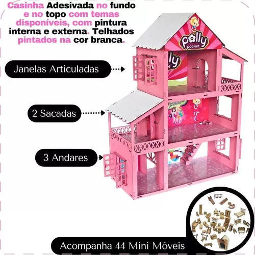 Casinha Tema Polly Pocket Mdf para brincar