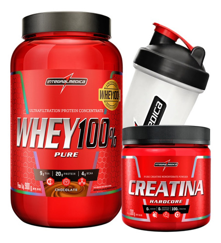 Kit Whey Protein 100% Pure 900g Creatina 300g Integralmédica