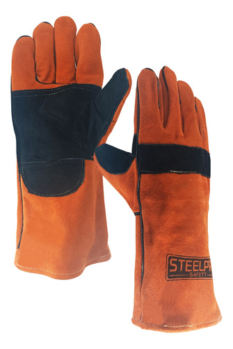 Guante Soldador Rojo Steelpro Forrado Costura Kevlar Reforza