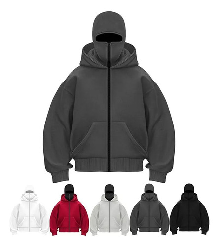 Sudadera Con Capucha Y Cremallera, Pasamontañas Con Capucha
