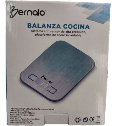 Balanza Gramera Bascula Cocina Digital Pantalla Acero Inox