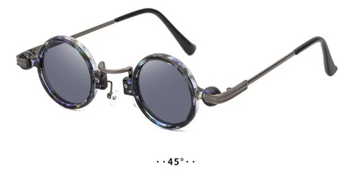 Gafas De Sol Lentes Vintage Steampunk Classy Y Redondos Steampunk Gris Azulado Azul Oscuro Azul Acero Azul Acero