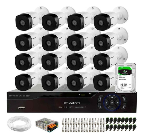 Kit 16 Intelbras Vhl 1220 B E Dvr 16 Canais Tudo Forte 1tb