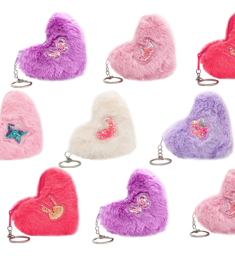 12x Monedero Corazón Felpa Glitter Moda Infantil