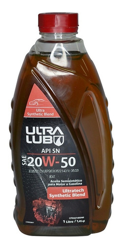 Imagen 2 de 2 de Aceite Ultralub 20w50 Semi Sintetico Litro