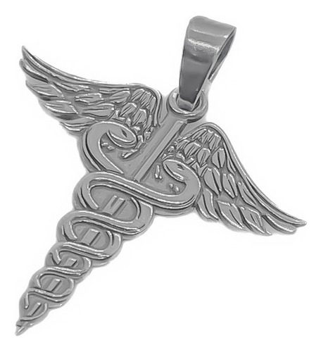 Dije Caduceo Medicina Acero Gris