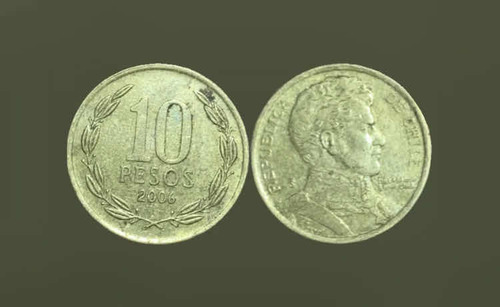 Moneda De 10 Pesos Chile Año 2006