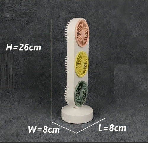 Ventilador 3 Cabezas Portatil Escritorio Aire Fresco Mesa Diámetro 26 cm