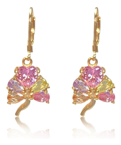 Aretes Oro 18k Laminado Árbol De Colores #247 Color Dorado