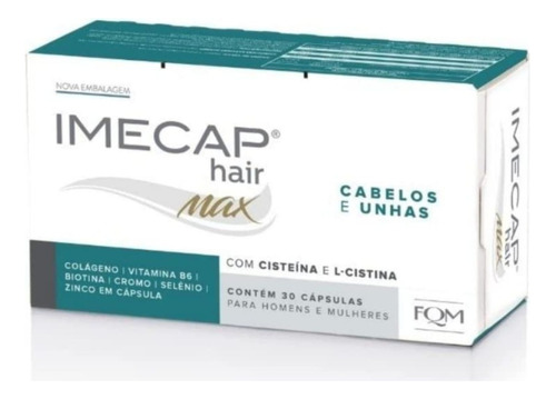 Imecap Hair Max 30 Capsulas Cabelos E Unhas Com Biotina Sabor Sem Sabor