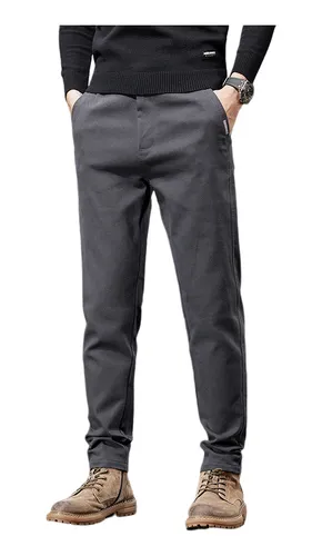 Pantalones Casuales De Verano Para Hombre Tela Delgada Ligera Gris